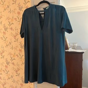 Karlie green mini v-neck dress